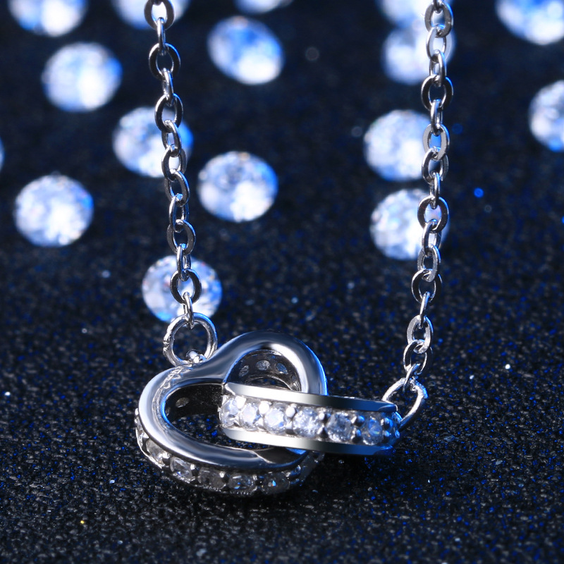 Double Love Diamond Necklace Clavicle Chain