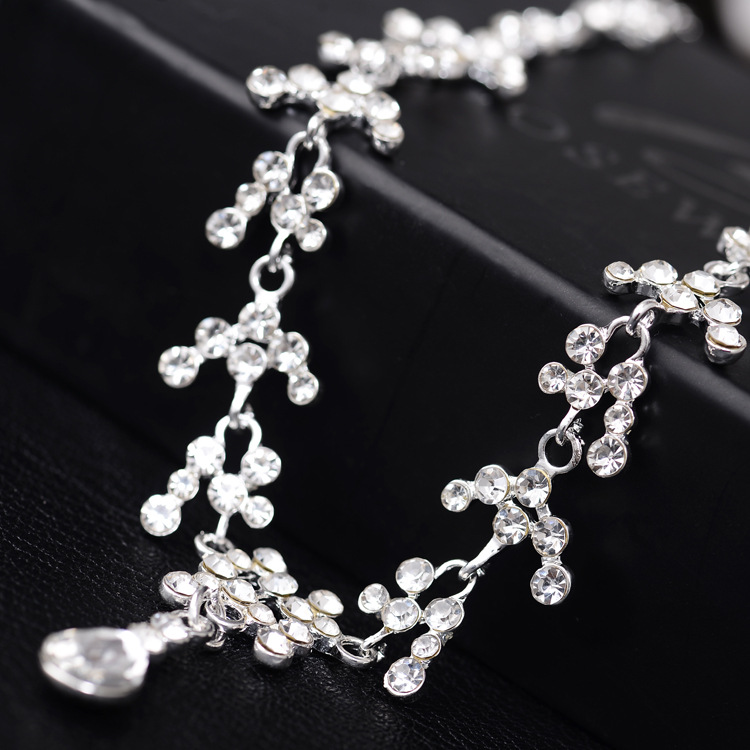 Korean Female Wedding Diamond Necklace Earrings Set Drop Bride Jewelry Wholesale Supply Of Foreign Hot Money — foto 4