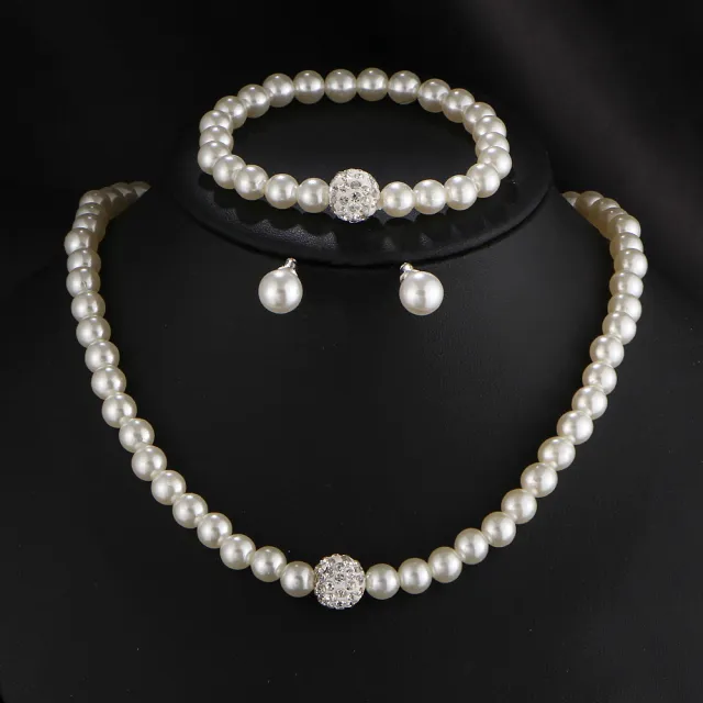 The new bride sweater chain necklace jewelry suite all match diamond pearl necklace earrings bracelet set - Shop at LoveMi