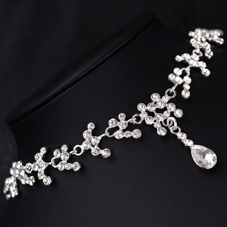 Korean Female Wedding Diamond Necklace Earrings Set Drop Bride Jewelry Wholesale Supply Of Foreign Hot Money — foto 2