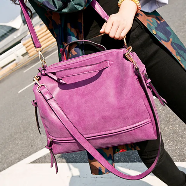 female fashion handbags bag retro matte leather bag bag locomotive bags bag Pink - Shop at LoveMi
