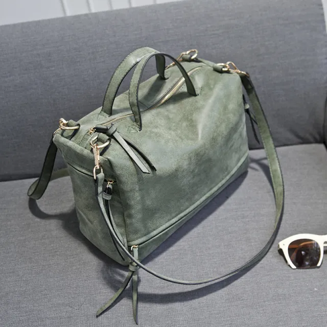 female fashion handbags bag retro matte leather bag bag locomotive bags bag Green - Shop at LoveMi