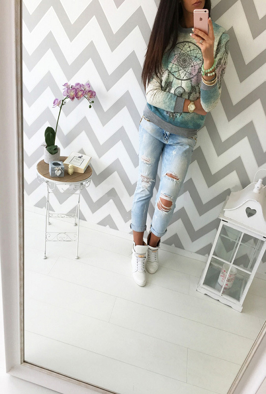 eBay fast sell explosion, color gradient pattern printing T-shirt long sleeve women's T-shirt
