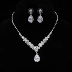 Europe and America popular sets of chain drops sparkling, luxury zircon necklace, Earrings of beautiful bridal suite - View 1