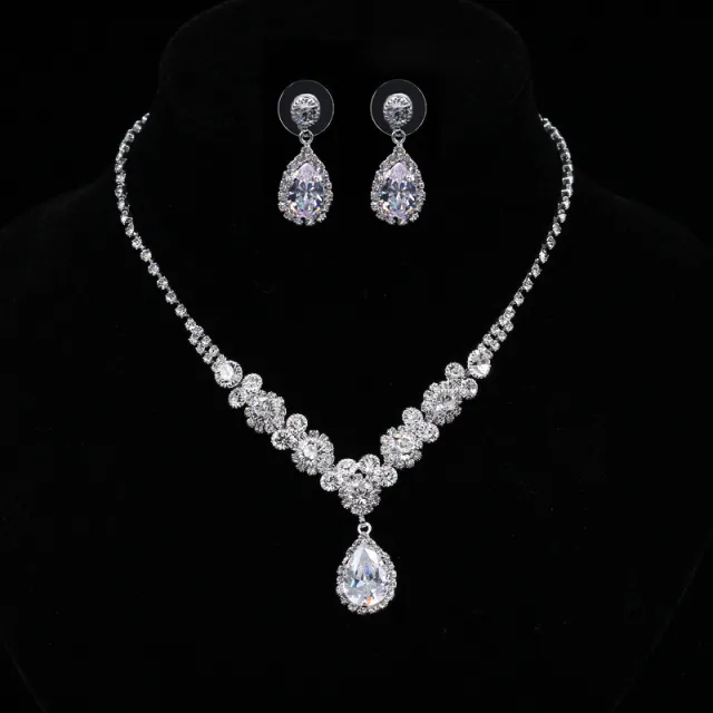 Europe and America popular sets of chain drops sparkling, luxury zircon necklace, Earrings of beautiful bridal suite - Shop at LoveMi