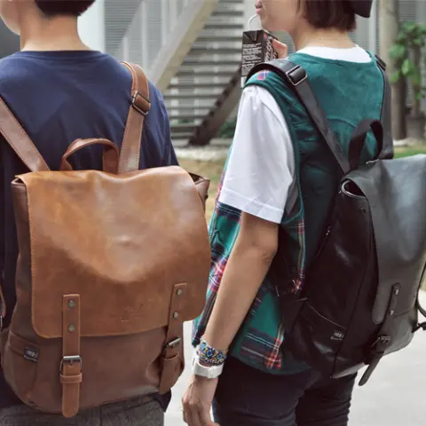 PU Leather Travel Backpack Men Laptop Male Large Capacity