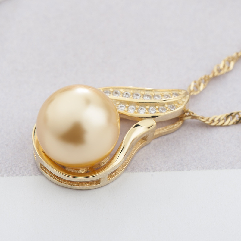 925 Silver Swan Pearl Diamond Pendant