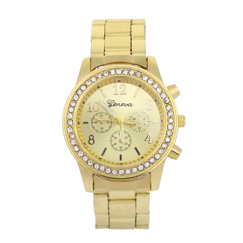 Geneva Watch Mens Diamond Alloy Three Eye Movement Quartz