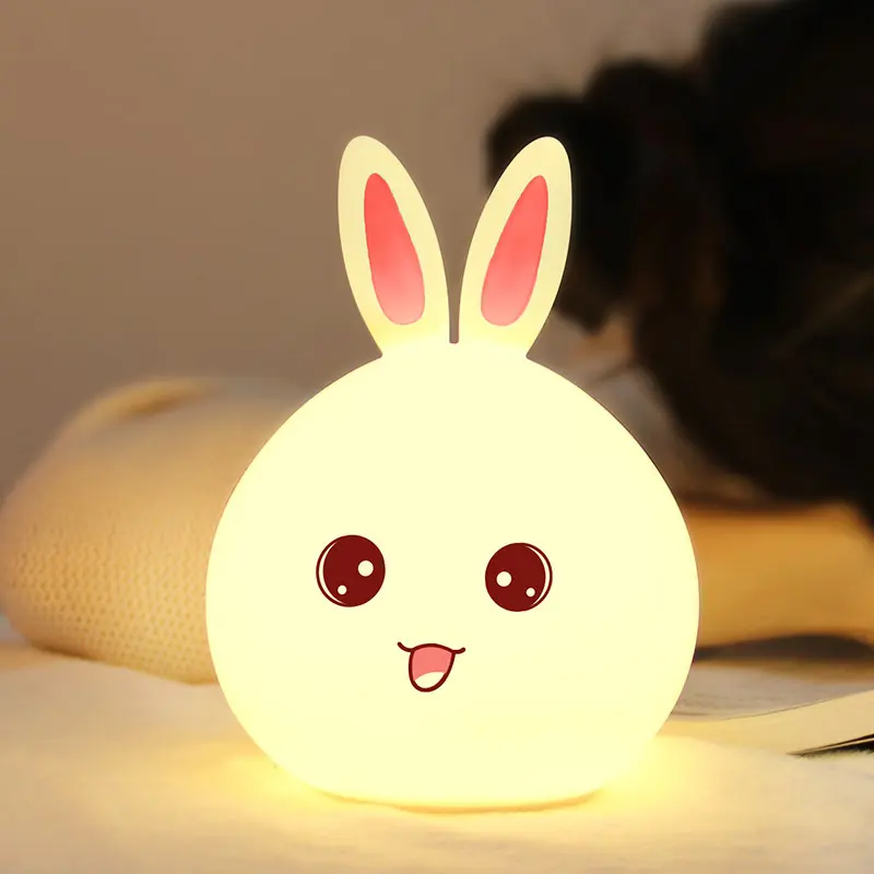Cute Night Light Animal Rabbit Lamps Touch Sensor Silicone