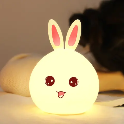 Cute Night Light Animal Rabbit Lamps Touch Sensor Silicone