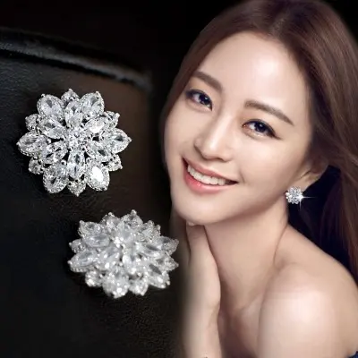 S925 Pure Tremella Nail Flower Earrings Korean Temperament Sterling