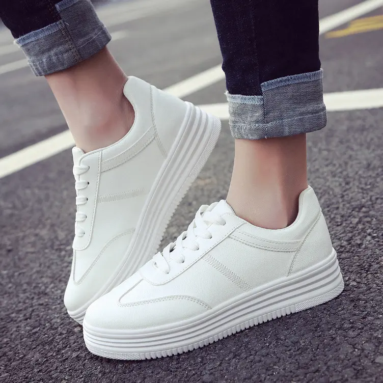 New Spring Thick White Shoes Casual Female Korean Leather