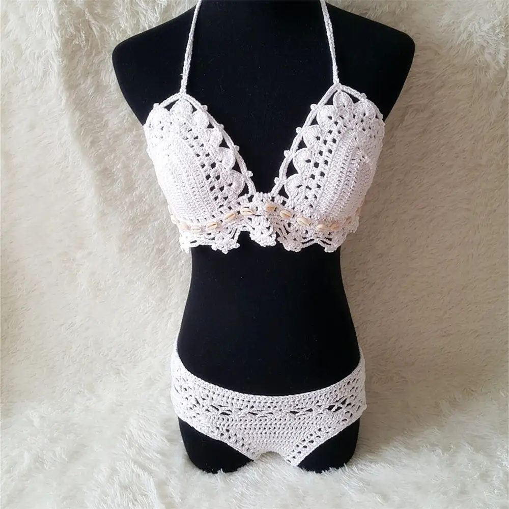 Summer Ladies Bikini Swimwear Woolen Knitted Beach Sun Bathing Suit