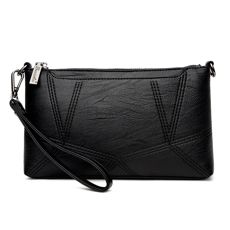 A generation new fashion handbag Crossbody Bag bag leather hand small women's Mobile Phone Wallet - Black