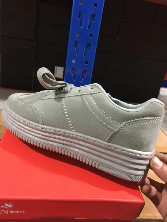 White Leather Lace Up Shoes Casual Sports Shoes Gray - Shop at LoveMi