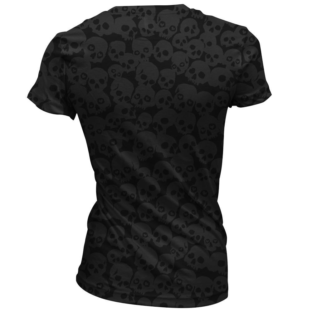 Halloween new head skull love digital printing T-shirt short sleeved female V collar breathable shirt blouse wholesale