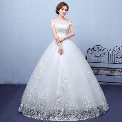 summer paragraph white word shoulder wedding dress lace wedding bride wedding dress custom White - Shop at LoveMi