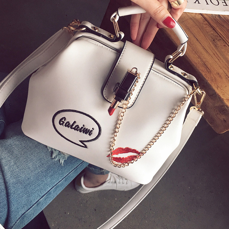 Lip embroidered lipstick lock doctor bag