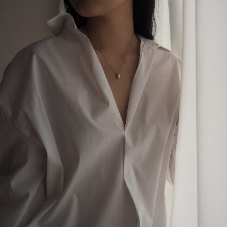 S925 silver L chain Korea anti allergy drops clavicular Necklace female simple all-match Pendant