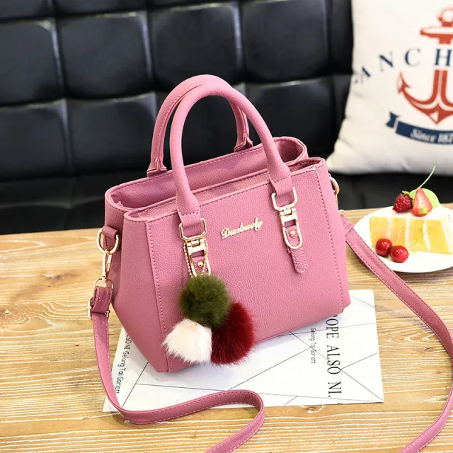 new handbag shoulder bag bag lady s casual temperament all match stylish fashion 1703 Pink - Shop at LoveMi