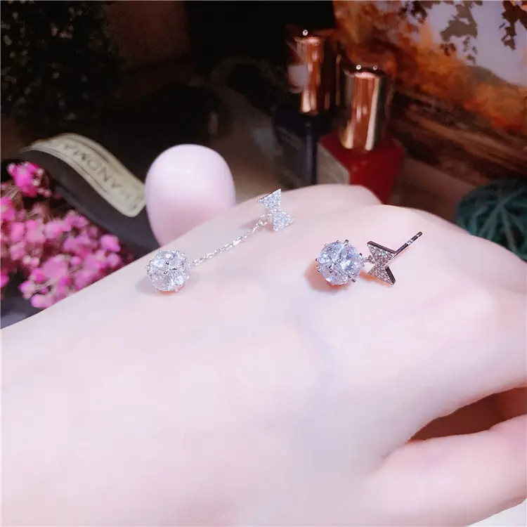 s925 silver irregular bow earrings