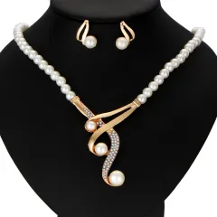 Europe and the United States cross border personality pearl clavicle necklace, high-end jewelry, pearl necklace, earrings set two sets - View 1