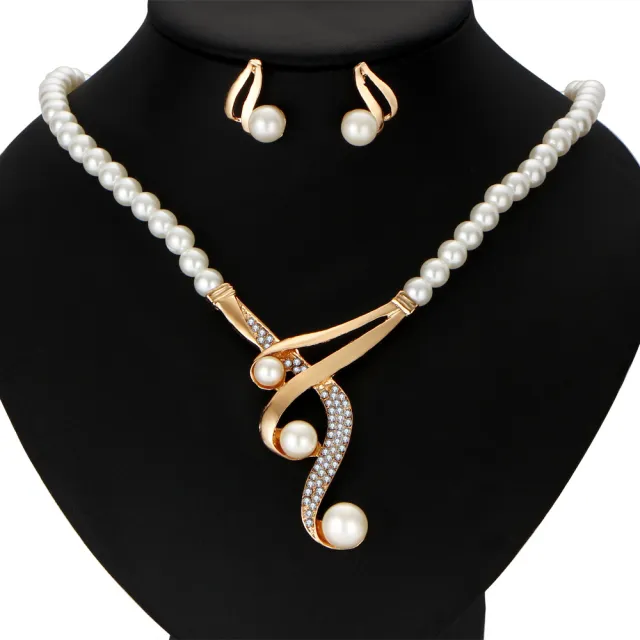 Europe and the United States cross border personality pearl clavicle necklace, high end jewelry, pearl necklace, earrings set two sets - Shop at LoveMi
