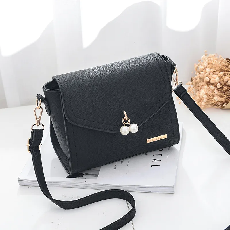 new simple small bag tide Korean fashion handbags all-match single shoulder bag ladies Satchel Bag - Black