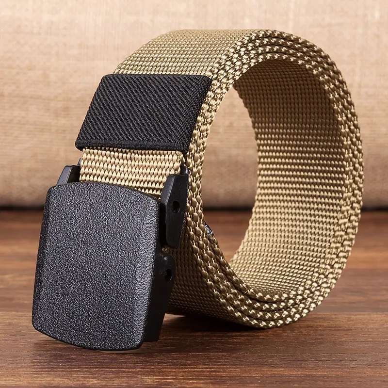 Canvas Belt Men Hypoallergenic Woven Nylon Plastic Buckle Outdoor