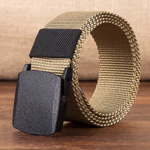 Canvas Belt Men Hypoallergenic Woven Nylon Plastic Buckle Outdoor