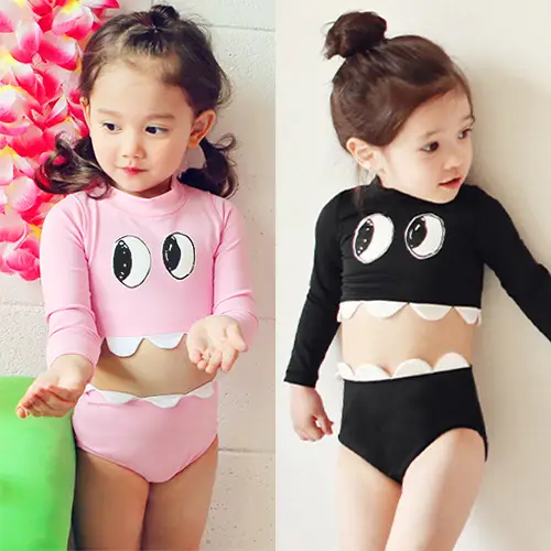Korean version of children's wear, new children's swimsuit, cartoon eyes, split bikini, two sets of girls SWIMSUIT SET