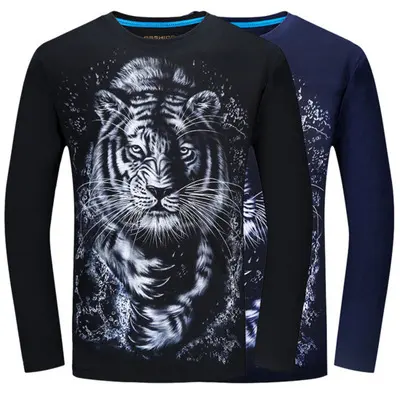 White Tiger Print Long Sleeve T-shirt