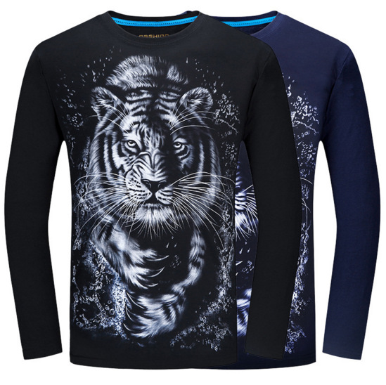 White tiger print long sleeve T-shirt