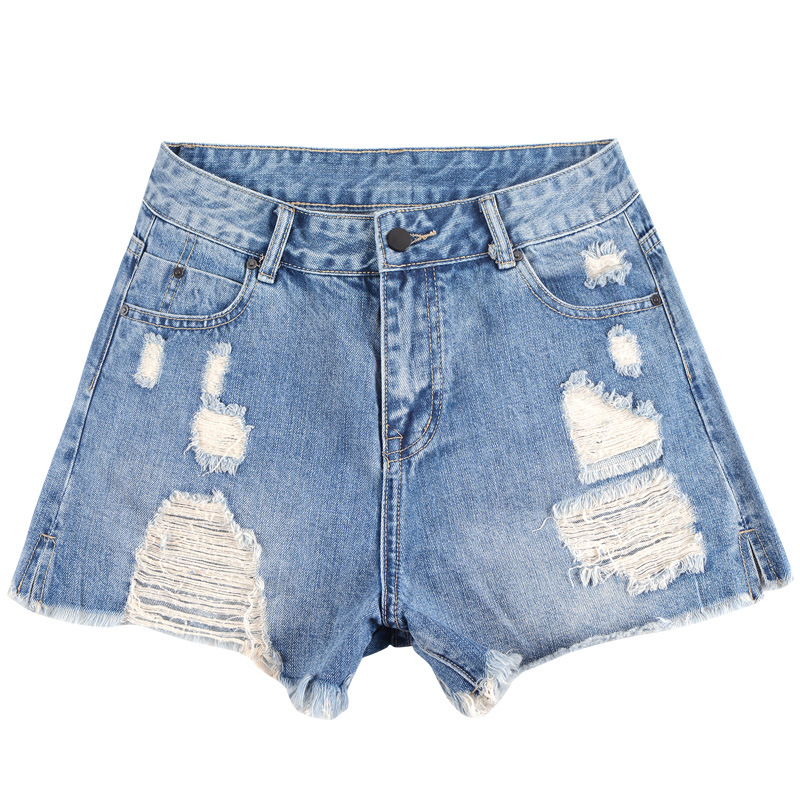 High Waist Ripped Denim Shorts Blue - Shop at LoveMi