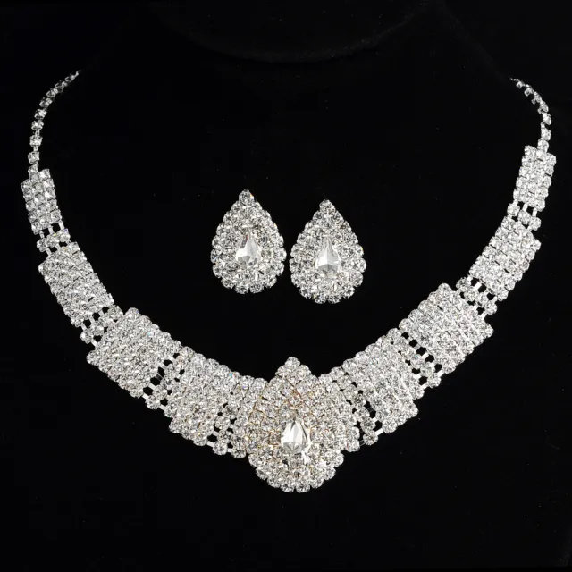 Europe And The United States Exaggerated Full Drill Bridal Suite Necklace White - Shop at LoveMi