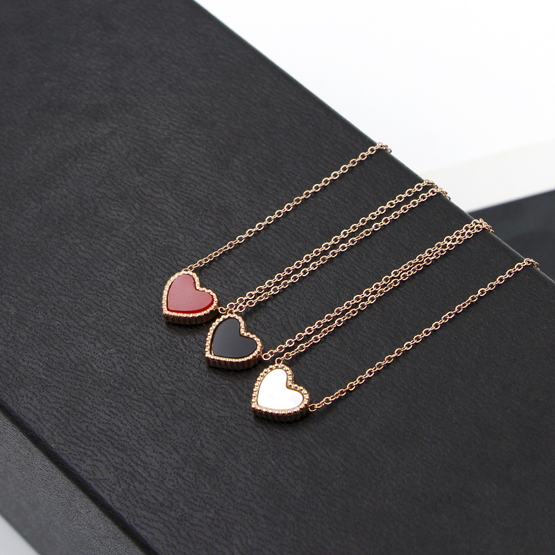 Peach heart shaped clavicle chain
