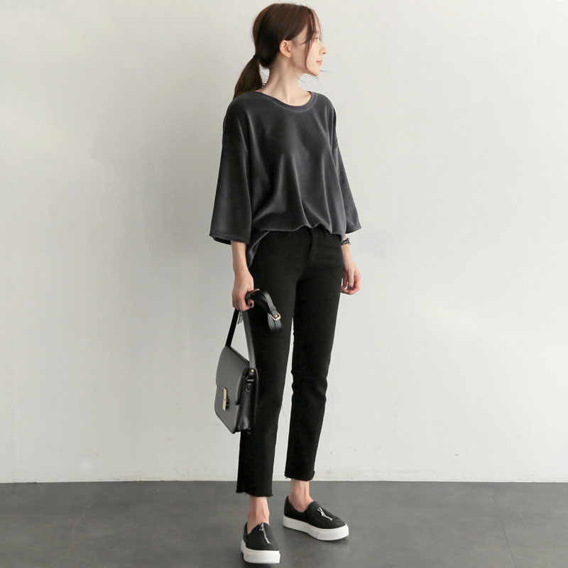 nine-point high waist loose trousers