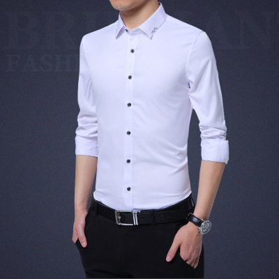 Solid color business plus size shirt