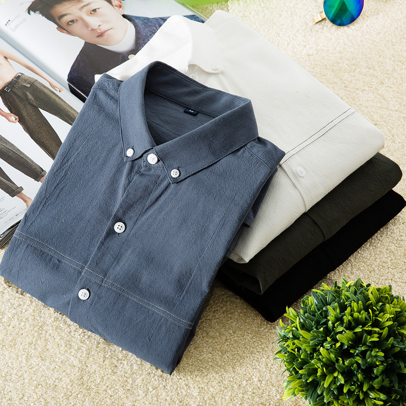 Casual solid color long-sleeved shirt men's shirt