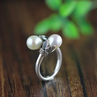 S925 Silver Jewelry Freshwater Pearl Ring
