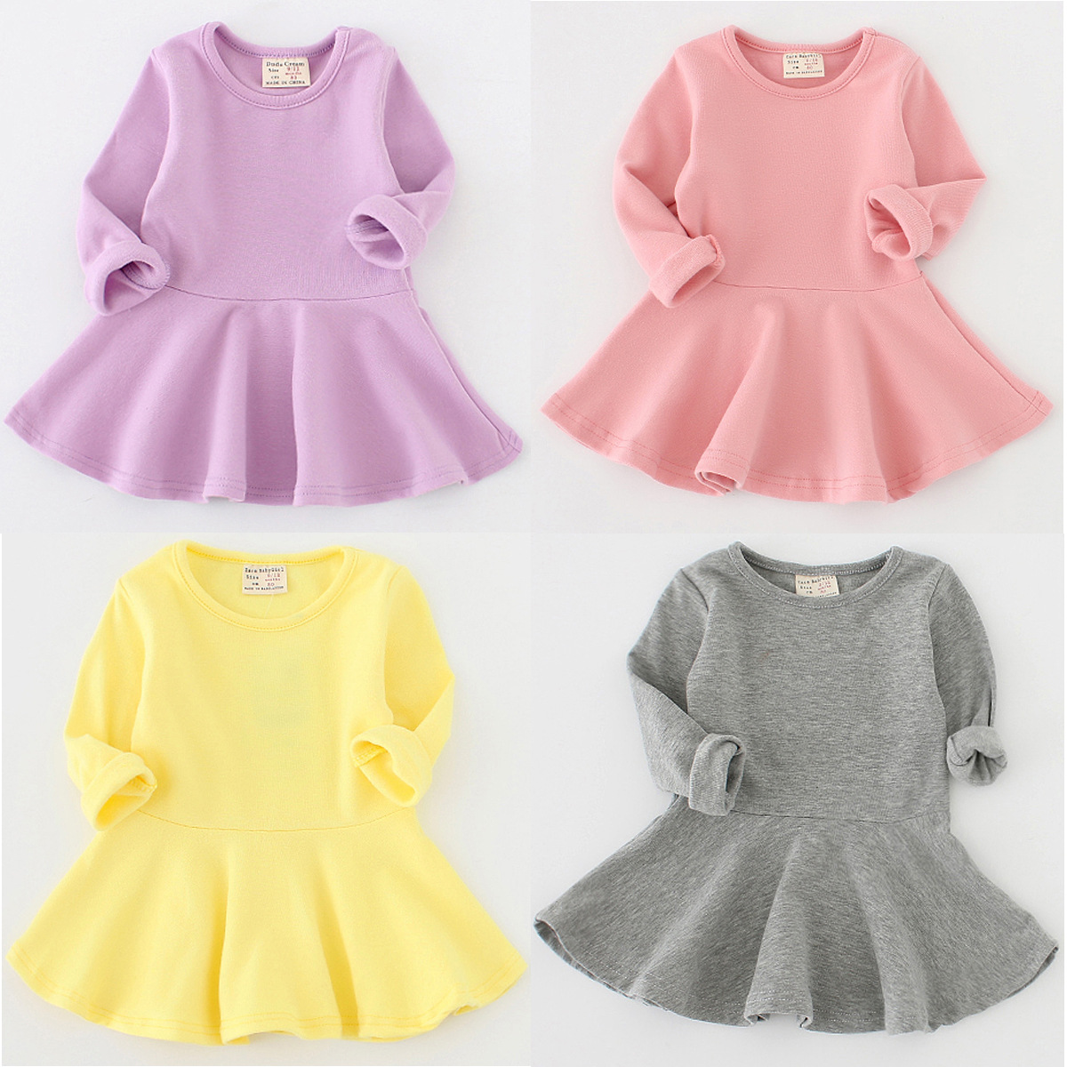 spring and autumn new girl dress, pure cotton lotus leaf long sleeve bottoming skirt, children's skirt wholesale