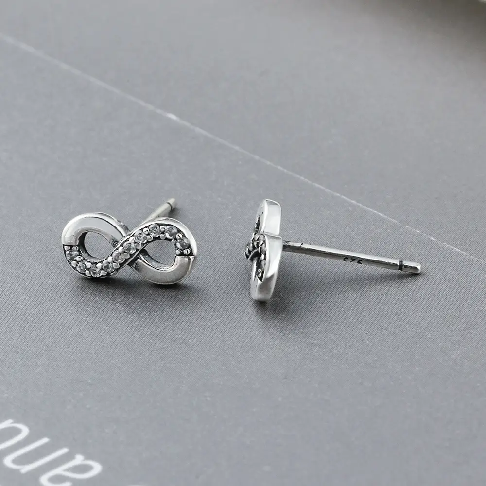 Sterling Silver Diamond Stud Earrings