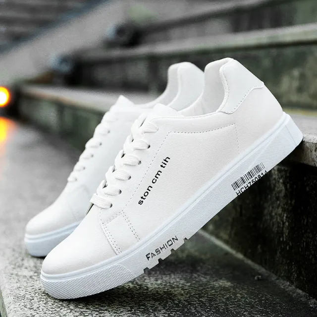 Men's Lace Up Sneakers, Student Running Men's Shoes, Low Top Breathable White Shoes White - Shop at LoveMi