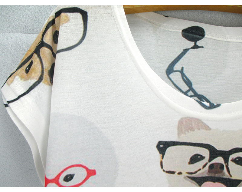 Glasses puppy print T-shirt