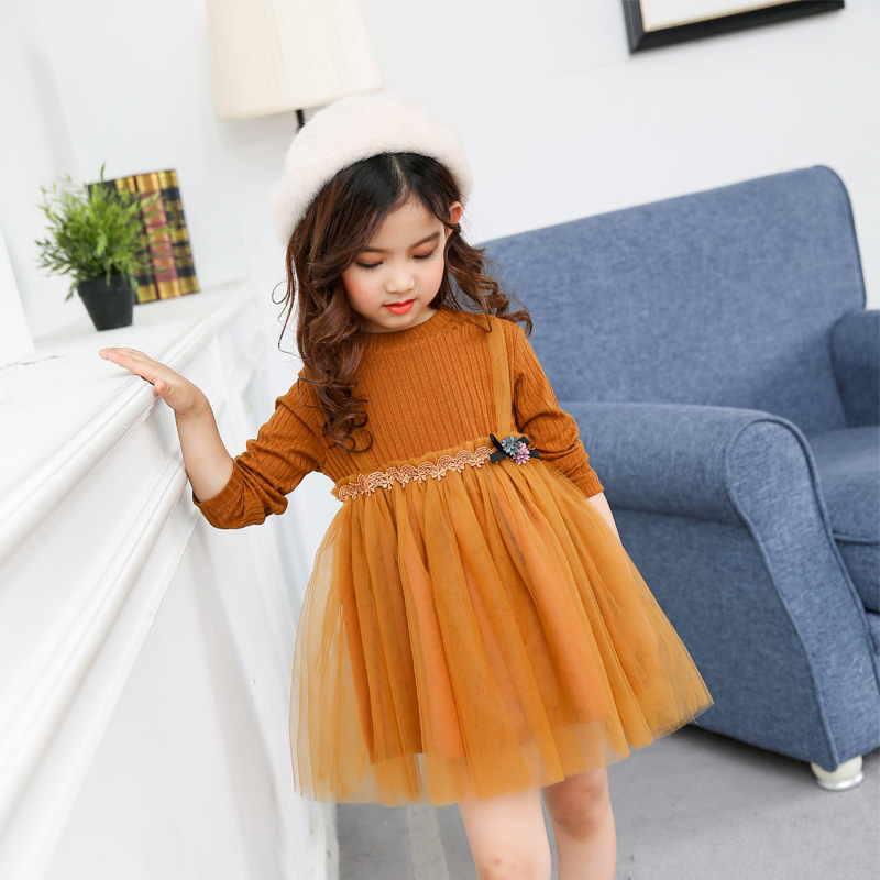 Knit stitching lace dress