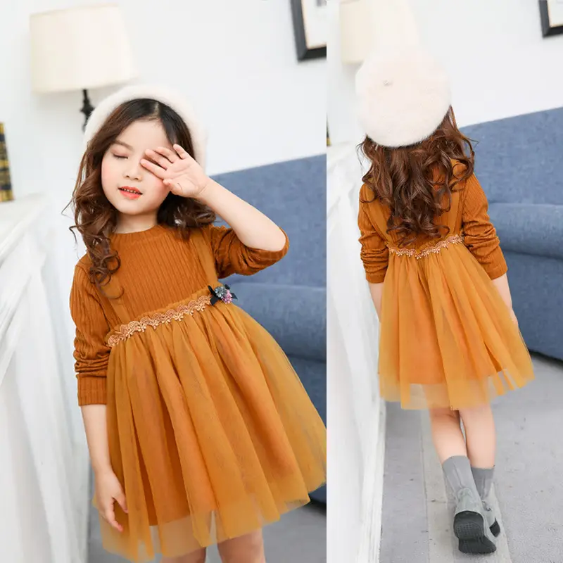 Knit stitching lace dress