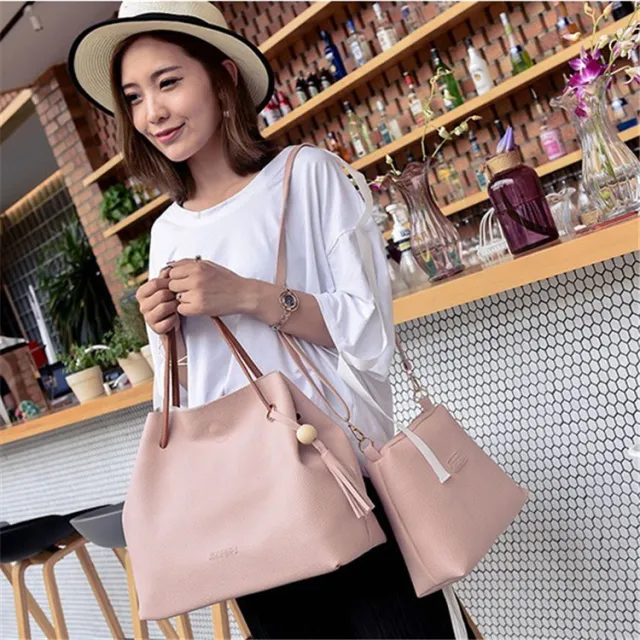 new wooden bucket bag two piece suit bag fringed fashion handbag shoulder diagonal package Pink - Shop at LoveMi