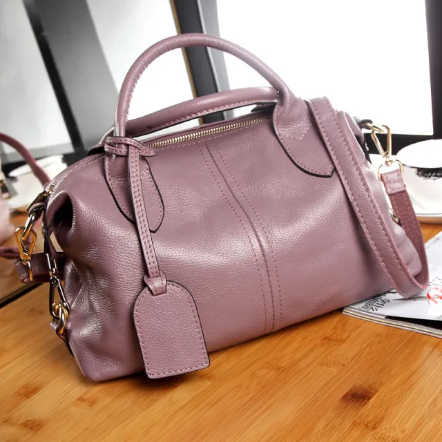 new European leather bag fashion handbag Crossbody Bag Boston simple bag Purple - Shop at LoveMi