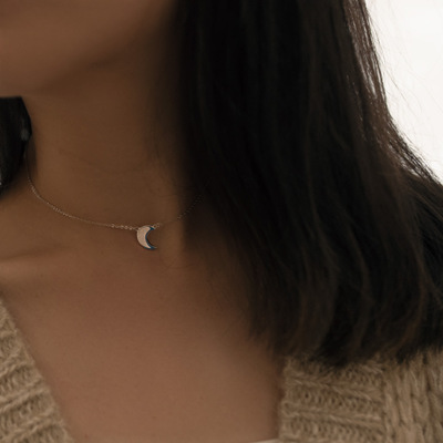 Sterling Silver Moon Clavicle Necklace