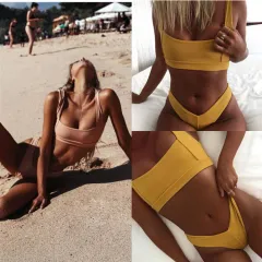 Bikini split swimsuit - Yellow - View 1